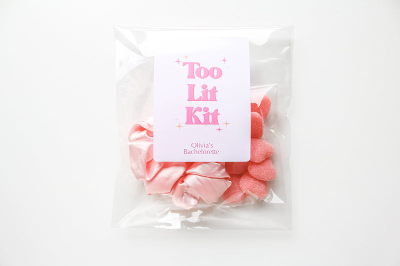 Bachelorette Party Favour Bags and Stickers, Hangover kit, Hangover kit party favours, Too Lit Kit, Bags and Stickers Only.
