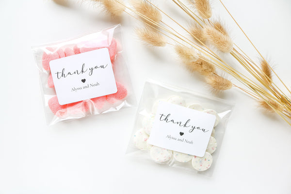 Personalized Thank You Favour Bags and Stickers, Wedding Favors, Bridal Shower Favours, Thank You Favours Bags, Birthday Party Favours.