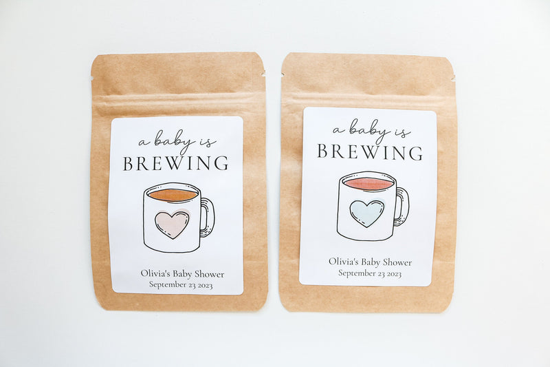 A Baby Is Brewing Coffee Favour Bag, Tea party Favor, Coffee Favor Bag, Resealable Coffee Pouch, Baby Girl Baby Boy Shower Favors