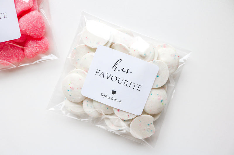 His and Her Favorite Favor Bags, Fill your own Wedding Favors, Wedding Favor Candy Bags,  Wedding Treat Bags, His & Her Favourite