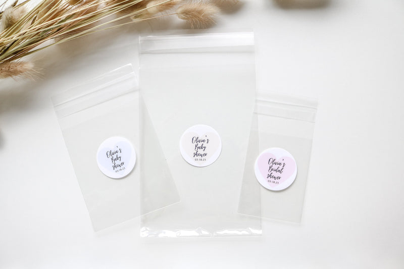 Personalized Baby Shower Favor Bags, Bridal Shower Favor Bags, Clear Self Sealing Bags, Wedding Favor Bags, Kids Birthday Favor Bags