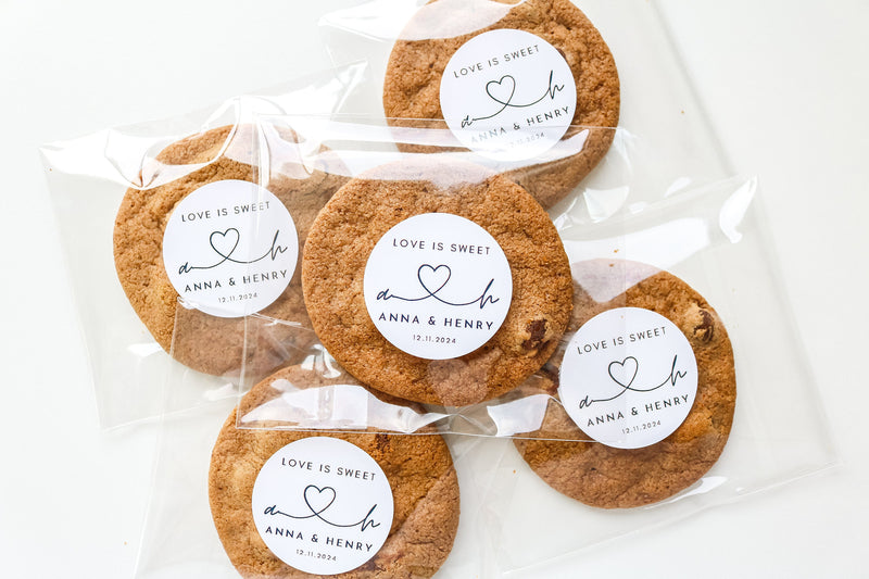 Personalized Wedding Favor Bags, Cookie Bags and Stickers, Self Sealing Bags, Clear Candy Bags, Wedding Treat Bags, Wedding Favor Stickers